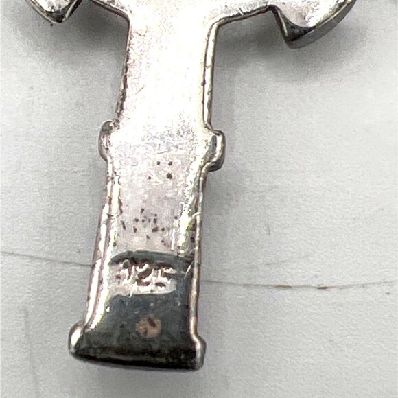 Unisex Silver Fleur-De-Lis Cross 1.75" Pendant Necklace 18" 925 Box Chain Vtg - Picture 5 of 8